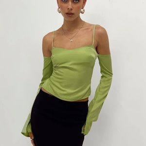 cold shoulder top green